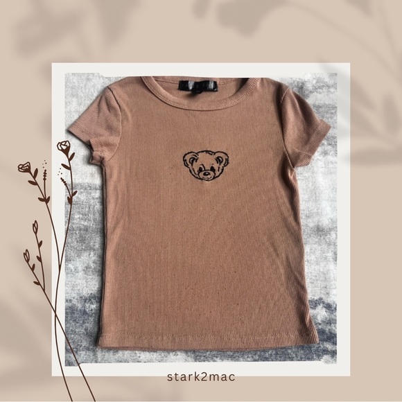 Brown Crop Top with Panda Graphic - Picture 1 of 5